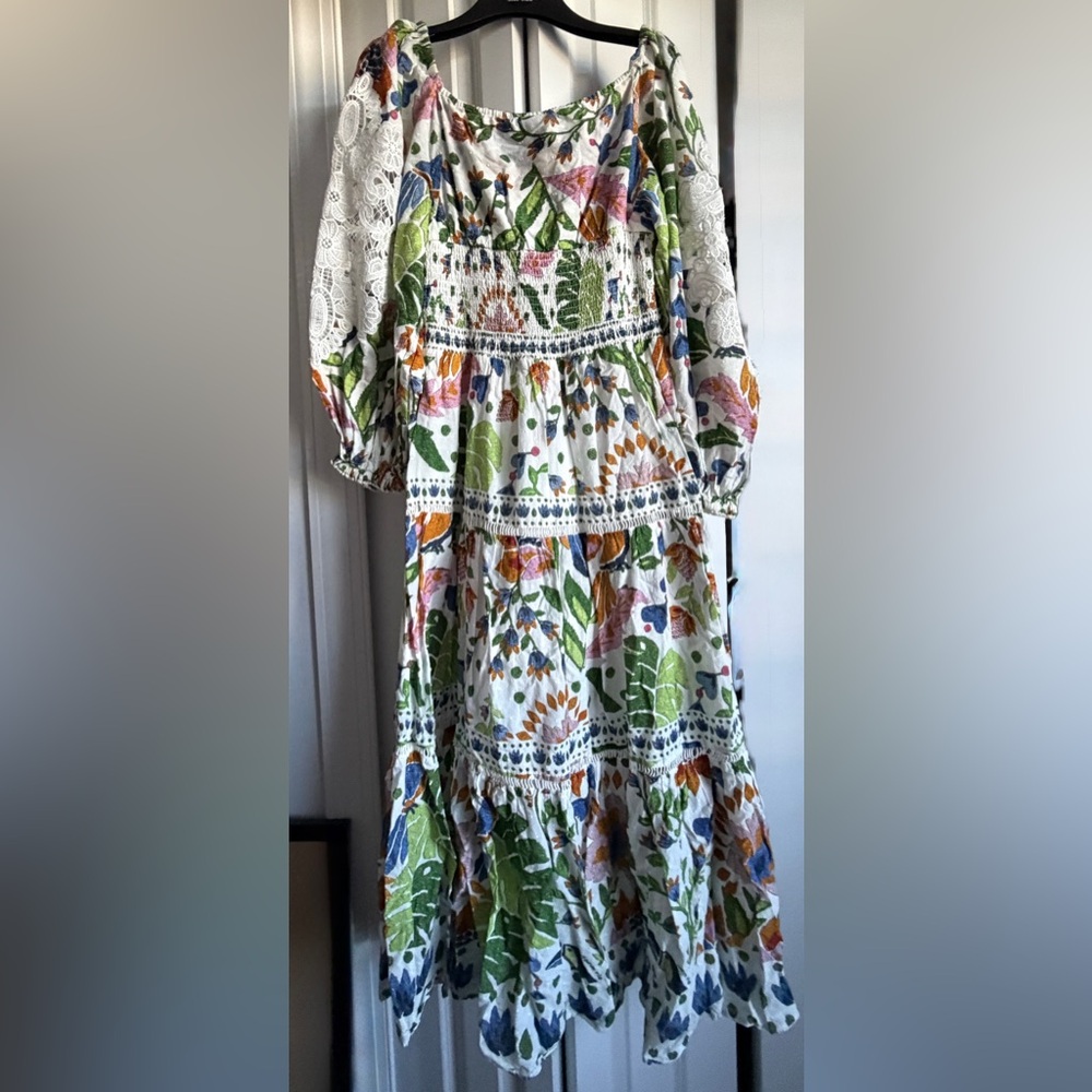 FARM Rio Summer Garden Embroidered Midi | Sz M - Picture 9 of 9